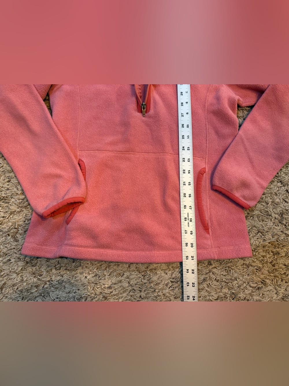Patagonia Coral-Pink Fleece 1/4-Zip Pullover girls (12/large) - Picture 2 of 8